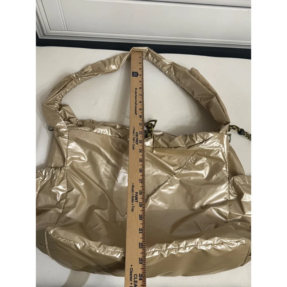 Urban Outfitters Metallic Gold Drawstring Bucket Bag Shimmer Hobo Shoulder Purse
